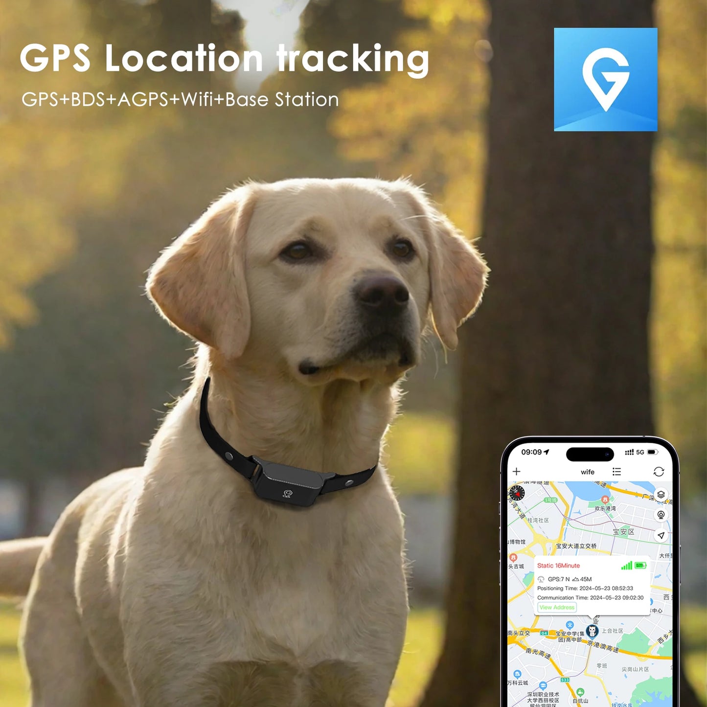 AUSIDAPET Pet Smart Gps Tracker Mini Gps Intelligent Loss Preventer Waterproof Locator Tracer for Pet Dog Cat Kids Tracker Gps