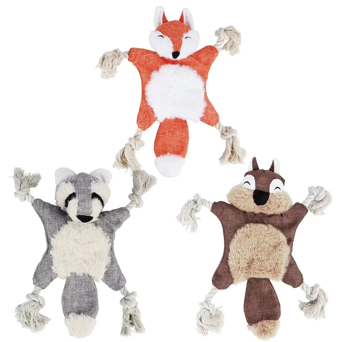 AUSIDAPET Pet Toys Plush Soundmaking Dog Supplies Durable and Bite Resistant Fox ,raccoonand Squirrel Pet Squeak Toys