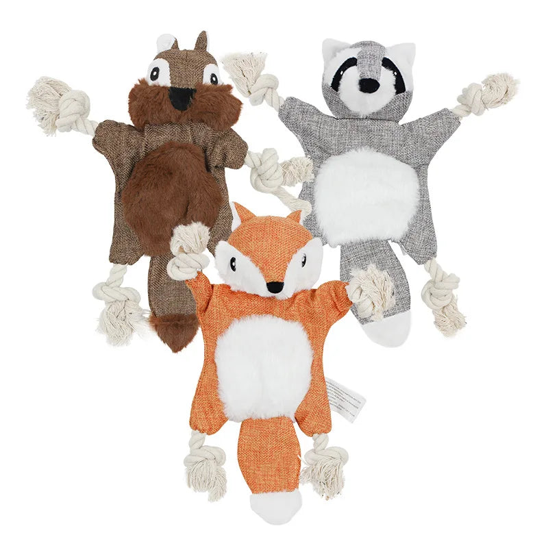 AUSIDAPET Pet Toys Plush Soundmaking Dog Supplies Durable and Bite Resistant Fox ,raccoonand Squirrel Pet Squeak Toys