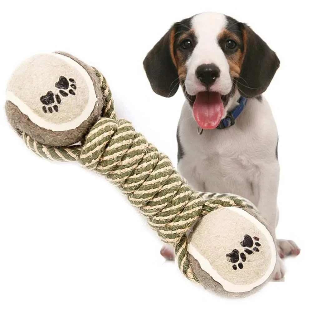 AUSIDAPET Pets Chew Toy Cotton Rope Tennis Dumbbell Rubbertoy Ball Medium Large Dog Interactive Toy Animal Playing Supplies