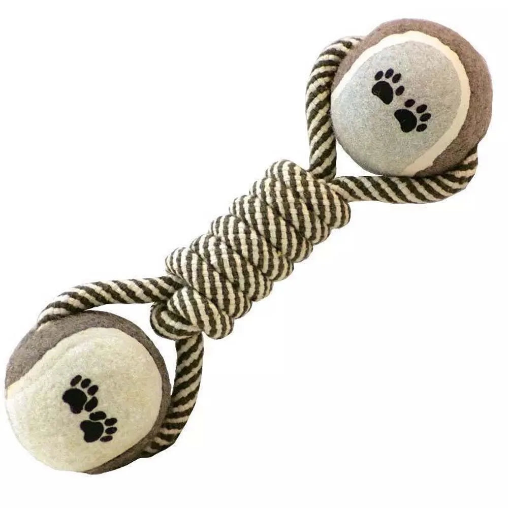 AUSIDAPET Pets Chew Toy Cotton Rope Tennis Dumbbell Rubbertoy Ball Medium Large Dog Interactive Toy Animal Playing Supplies