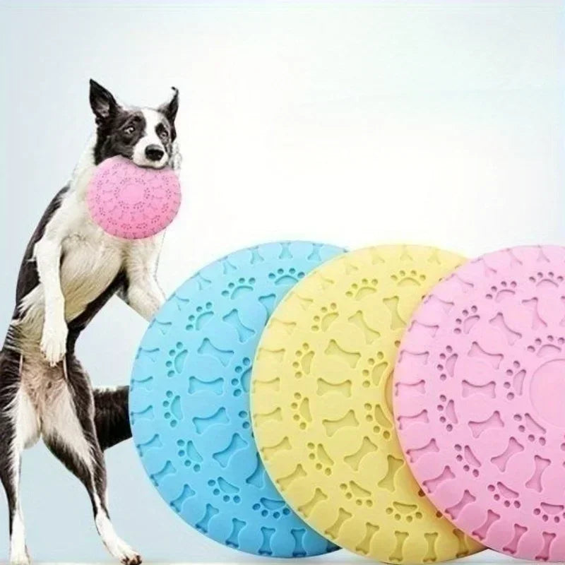 AUSIDAPET Rubber Dog Flying Disc, Pet Puppy Outdoor Sports Game Training Interactive Toy, Bite Resistant Dogs Chew Flying Disc