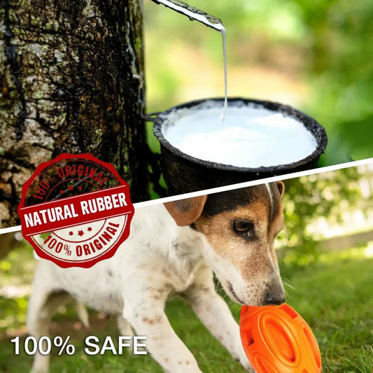 AUSIDAPET Squeaky Dog Chew Toys Rubber Indestructible For Medium Large Dog Olive-shaped Molar Dog Toy