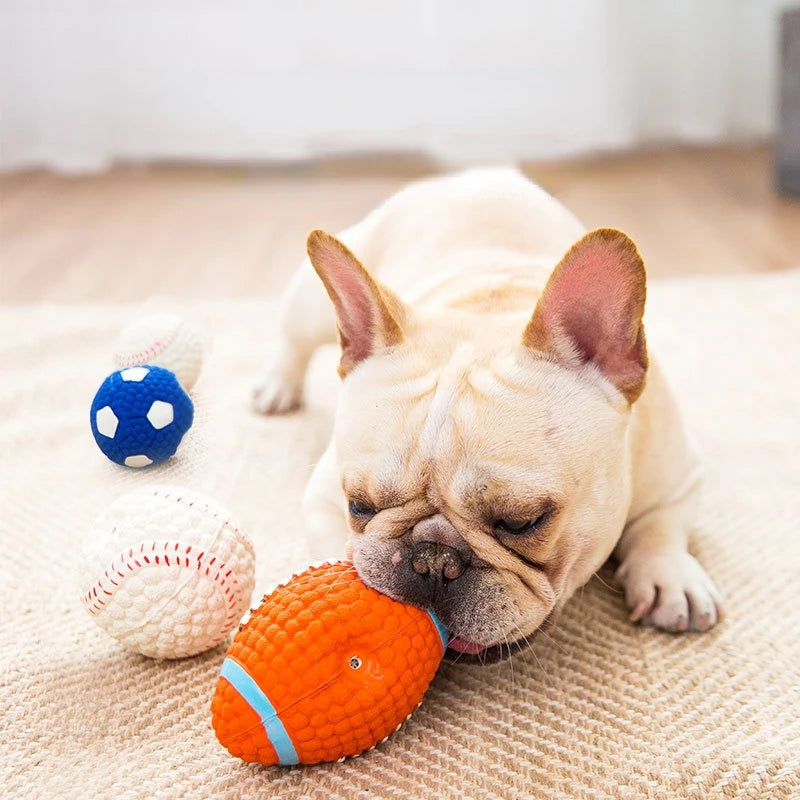 AUSIDAPET Squeaky Dog Toy Chew Rubber Balls Toy for Small Large Dogs Puppy Interactive Durable Dog Toy Pet Training Dog Accessories