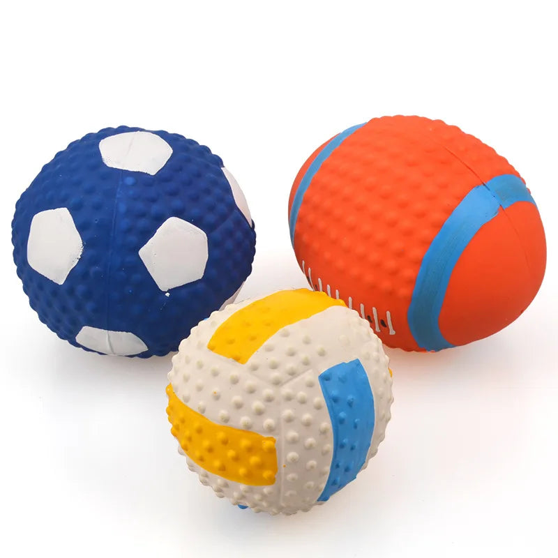 AUSIDAPET Squeaky Dog Toy Chew Rubber Balls Toy for Small Large Dogs Puppy Interactive Durable Dog Toy Pet Training Dog Accessories