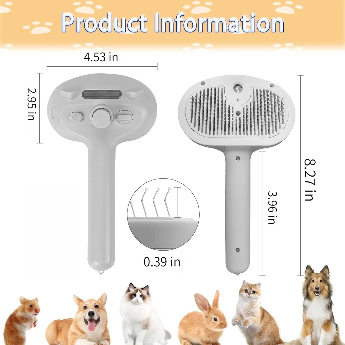 AUSIDAPET Steam Cat Brush, Pet Hair Cleaning Misting CombCat Brushes for Indoor Cats, Cat Hair Brush Cat Grooming Deshedding Brush