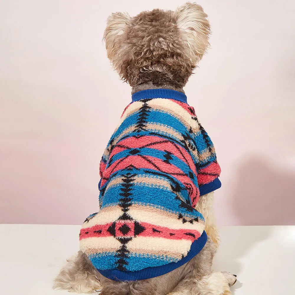 AusidaPet Aztec Dog Sweatshirt - Tribal Pattern Pet Hoodie with Fleece Lining and Ribbed Trim