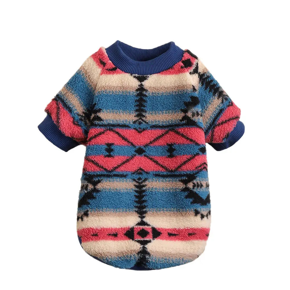 AusidaPet Aztec Dog Sweatshirt - Tribal Pattern Pet Hoodie with Fleece Lining and Ribbed Trim