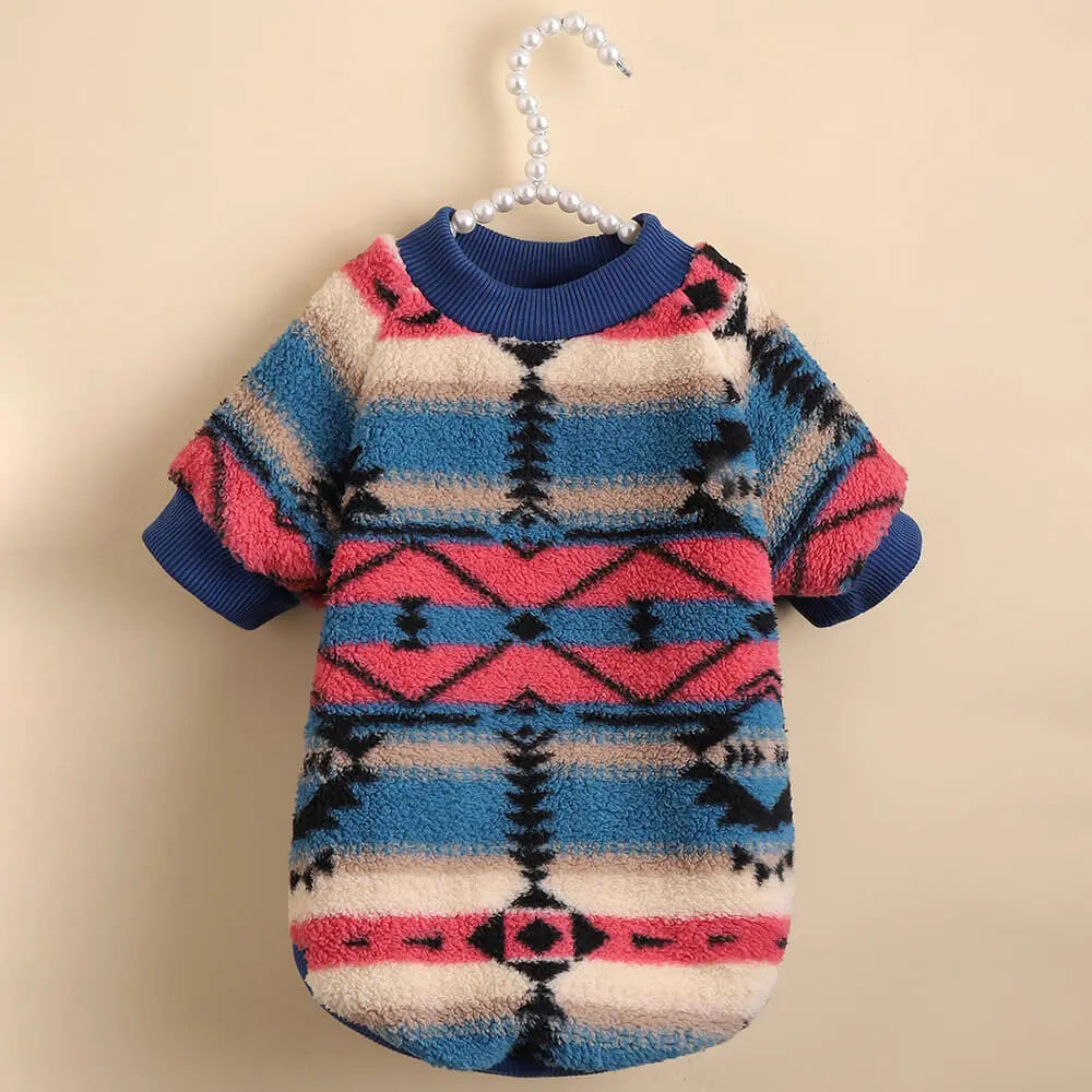AusidaPet Aztec Dog Sweatshirt - Tribal Pattern Pet Hoodie with Fleece Lining and Ribbed Trim