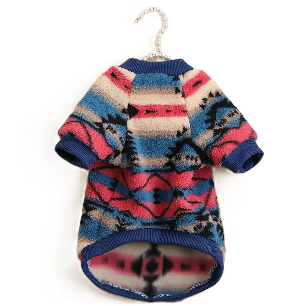 AusidaPet Aztec Dog Sweatshirt - Tribal Pattern Pet Hoodie with Fleece Lining and Ribbed Trim