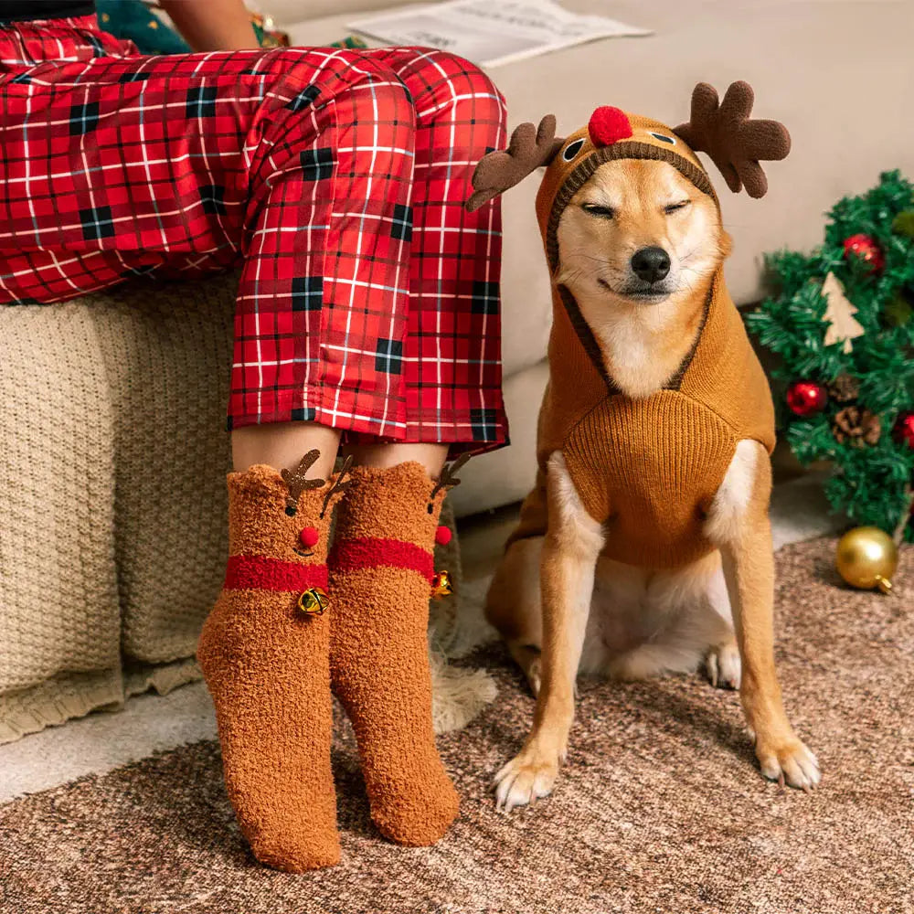 AUSIDAPET Christmas Sweater & Socks Set – Festive Matching Outfit for Pets & Owners