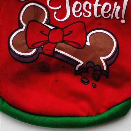AusidaPet Official Cookie Tester Christmas Dog T-Shirt - Holiday Pet Costume with Gingerbread Design