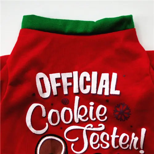 AusidaPet Official Cookie Tester Christmas Dog T-Shirt - Holiday Pet Costume with Gingerbread Design