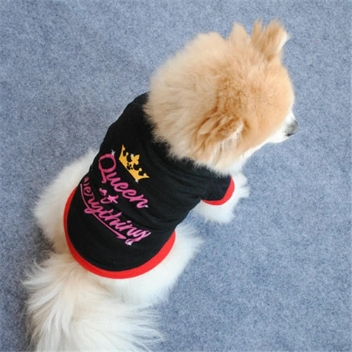 AusidaPet Queen of Everything Dog T-Shirt - Stylish Pet Costume with Crown Design