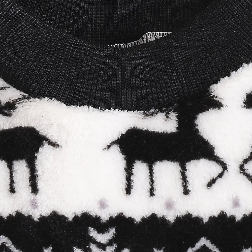 Christmas Dog Sweater - Black White Reindeer Snowflake Knit Pet Hoodie for Small Medium Large Dogs & Cats