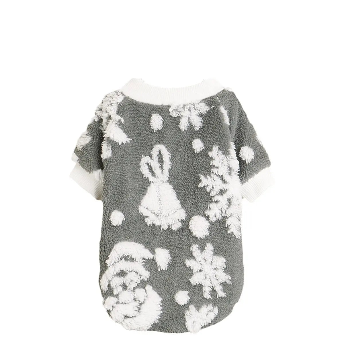 Christmas Dog Sweater - Gray White Bear Pattern Fleece Pet Hoodie with Breathable Mesh Belly for Small Medium Large Dogs & Cats