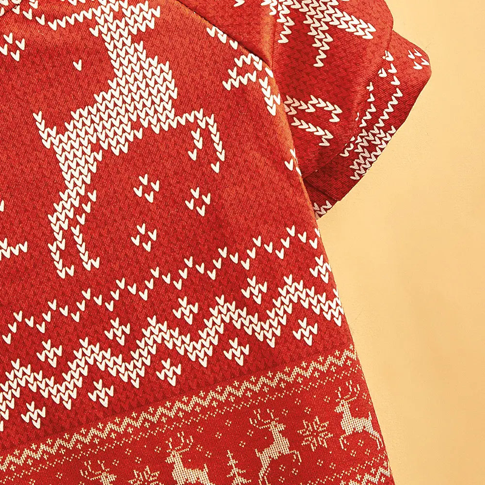 Christmas Dog Sweater - Red Reindeer Fair Isle Knit Pet Hoodie for Small Medium Large Dogs & Cats