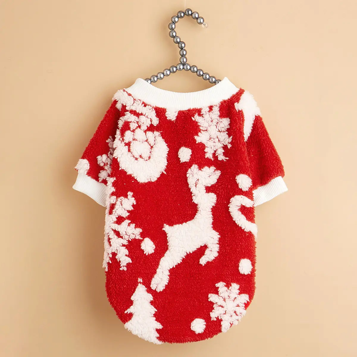 Christmas Dog Sweater - Red Santa Face Fleece Pet Hoodie with Breathable Mesh Belly for Small Medium Large Dogs & Cats