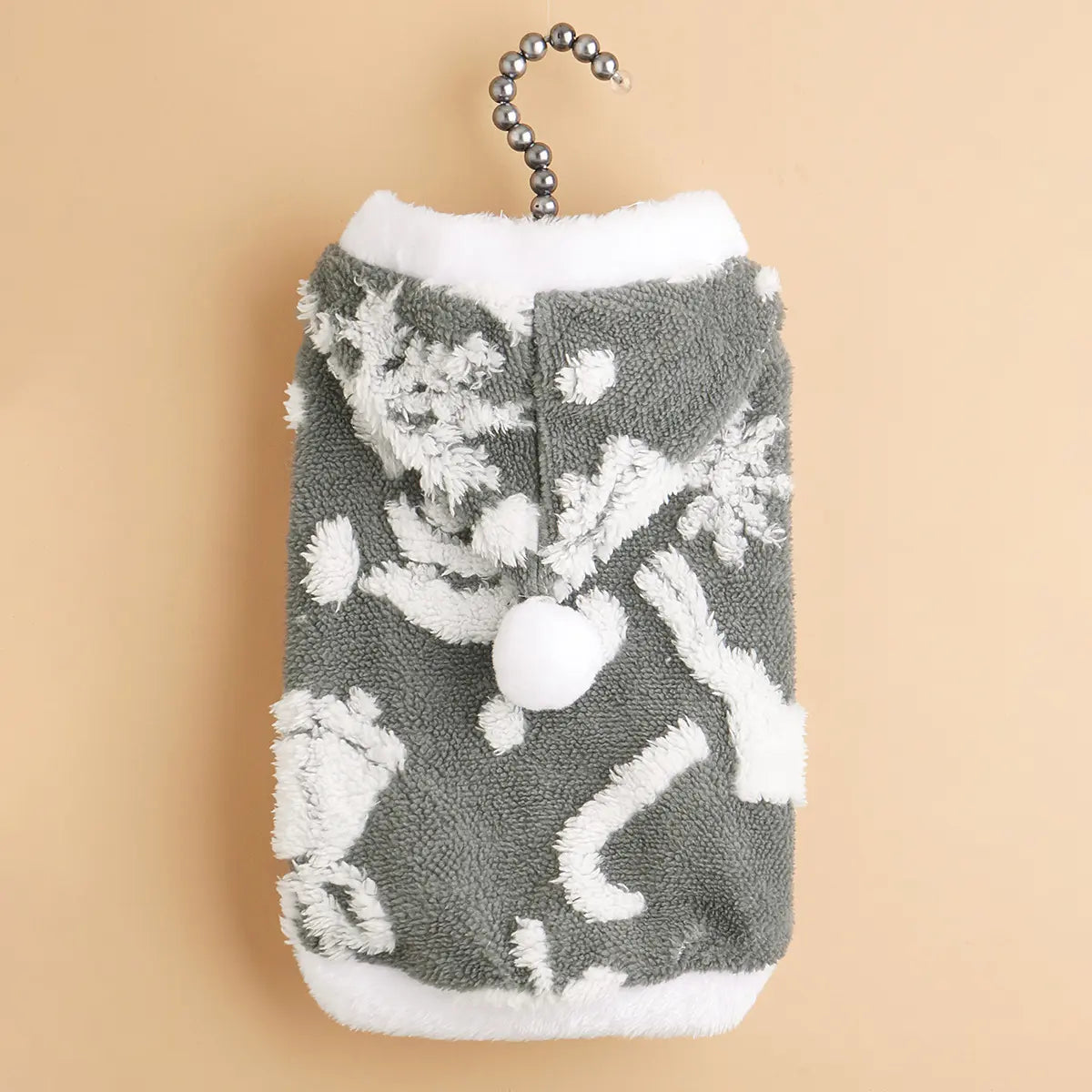 Christmas Pet Hoodie - Gray White Owl Pattern Fleece Dog Vest with Breathable Mesh Panels for Small Medium Large Dogs & Cats
