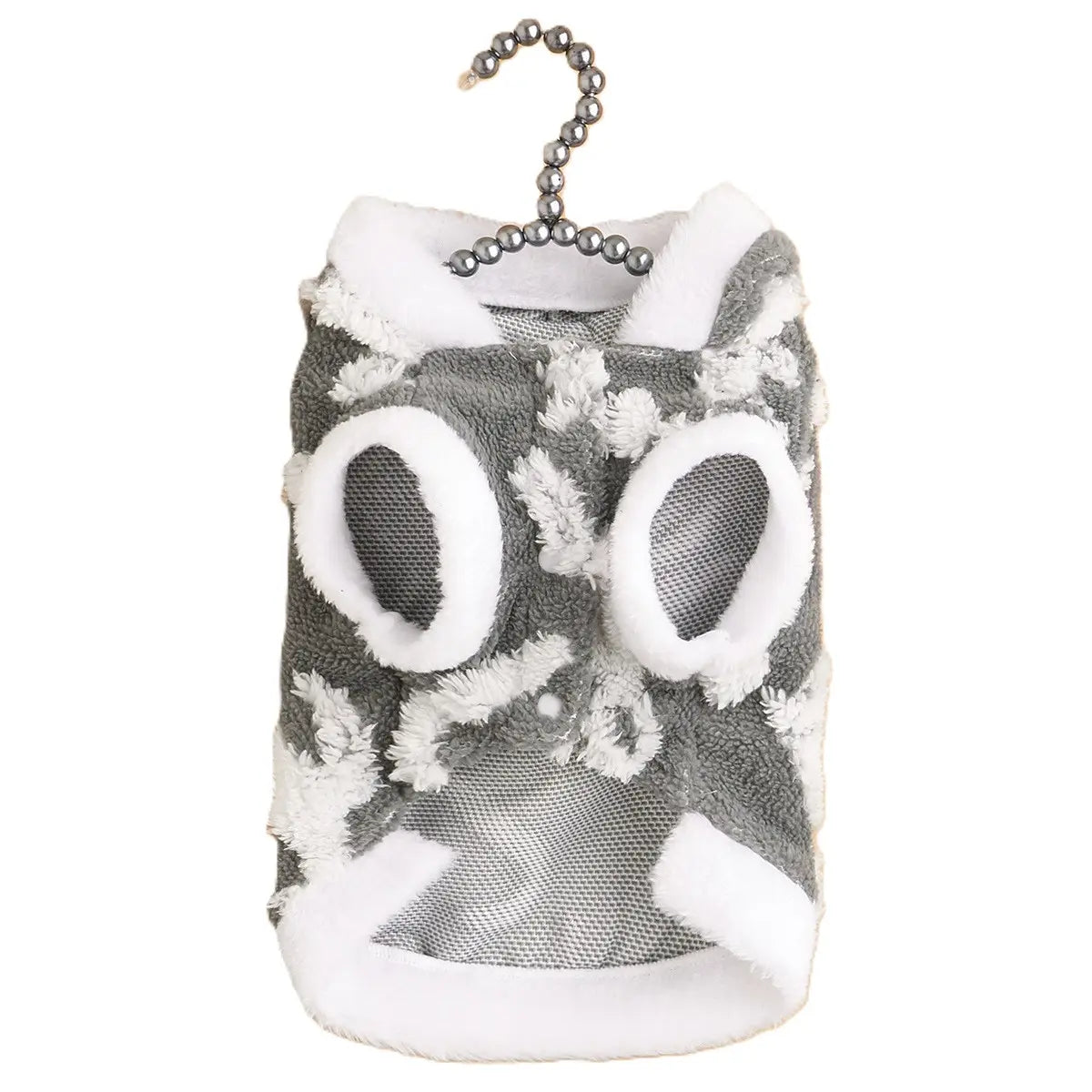 Christmas Pet Hoodie - Gray White Owl Pattern Fleece Dog Vest with Breathable Mesh Panels for Small Medium Large Dogs & Cats