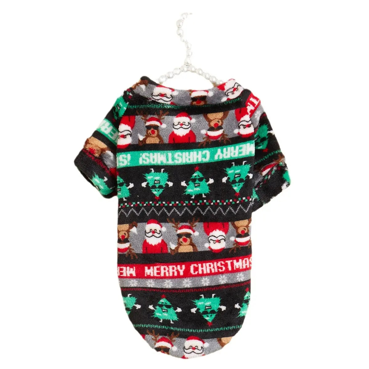 Ugly Christmas Dog Sweater - Fun Holiday Party Pet Hoodie with Santa Reindeer Tree Pattern for Small Medium Large Dogs & Cats