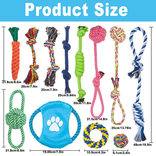 AUSIDAPET 12Pcs Large Dog Toy Sets Chew Rope Toys for Dog Chewing Toys for Dog Outdoor Teeth Clean Toy for Big Dogs Juguete para Perros