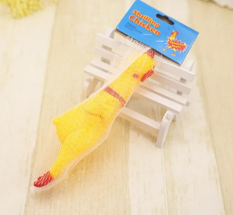 AUSIDAPET 17CM Screaming Chicken Dog Toys Yellow Rubber Squaking Chicken Toy Novelty and Durable Rubber Chicken for Dogs,Rubber Chickens