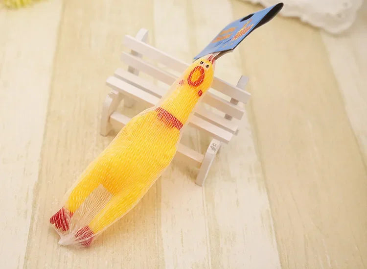 AUSIDAPET 17CM Screaming Chicken Dog Toys Yellow Rubber Squaking Chicken Toy Novelty and Durable Rubber Chicken for Dogs,Rubber Chickens