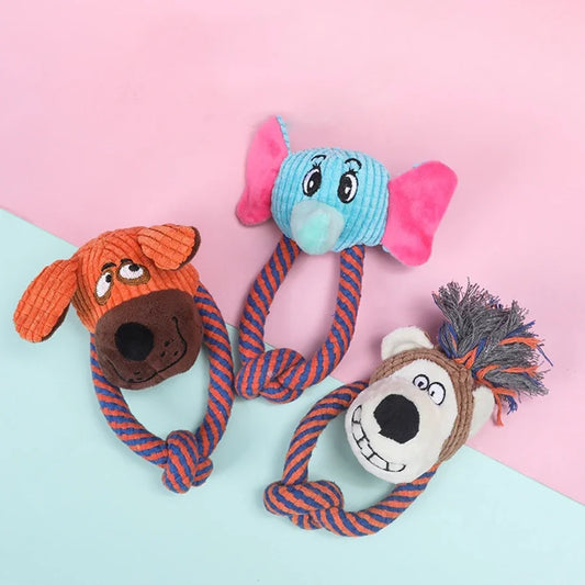 AUSIDAPET 1PC Dog Cotton Rope Toy Sound Grinding Teeth Cleaning Toy