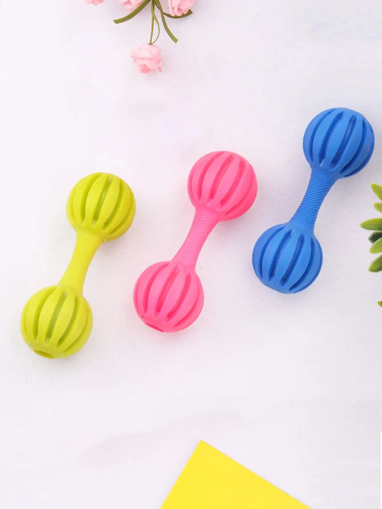 AUSIDAPET 1pc Dog Rubber Dumble Toy with Bell is Fun, Interactive, Amazing, Provide a Sense, Healthy Exercise,Training, Stimulation, Chew