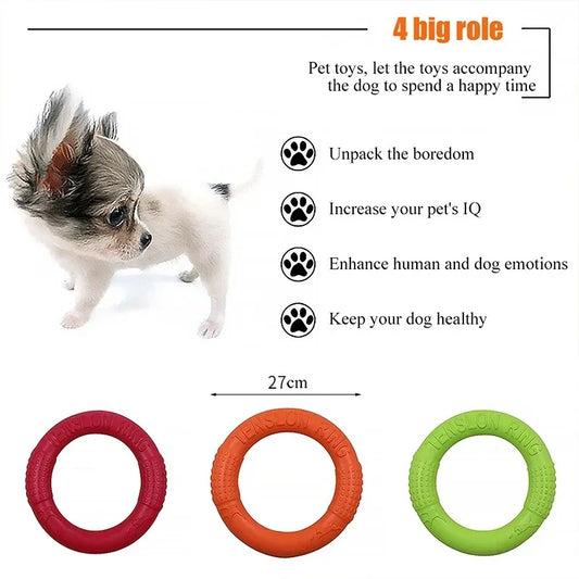 AUSIDAPET 27cm Pet Flying Discs Dog Toy Interactive Training Ring Puller Resistant Tooth cleaning Dogs Game Bite Floating Chewing Supplies