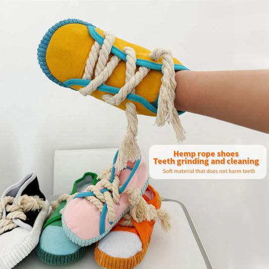 AUSIDAPET A dog food hiding and sniffing slippers sound toy to relieve boredom training pet artifact Teddy teething rope knot pet toy