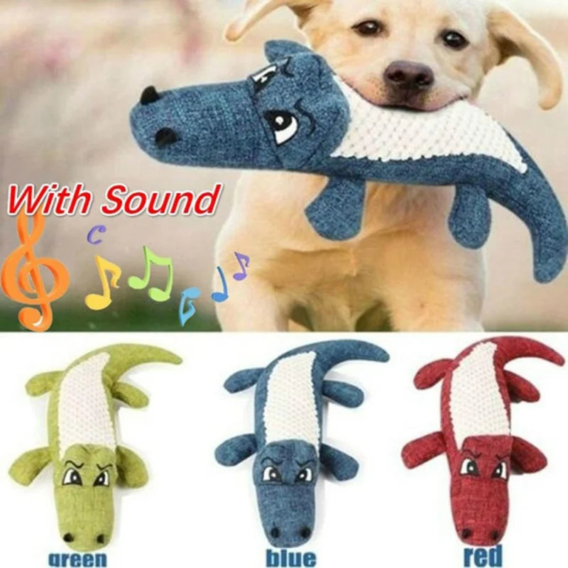 AUSIDAPET A Durable Crocodile Plush Toy, Pet Audible Toy, Bite Resistant Teething Pet Toy for Dog Teething and Interactive Games