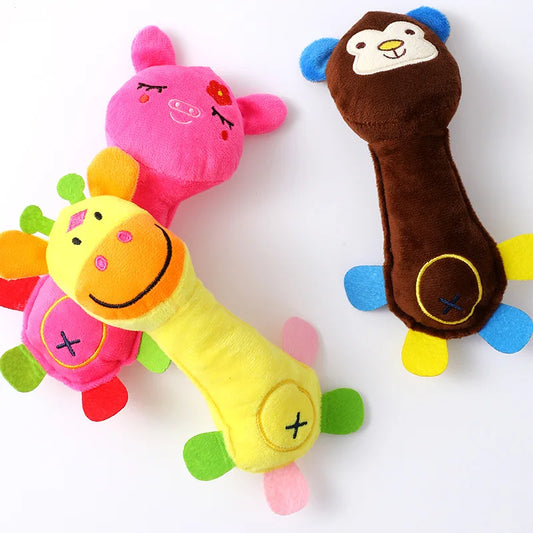 AUSIDAPET Cute Plush Toy Sound Toy Stuffed Squeaky Animal Squeak Dog Toy Cleaning Tooth Dog Chew Rope Toys