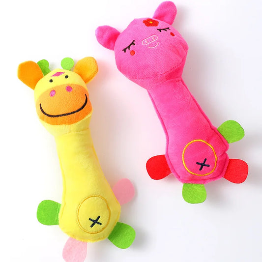 AUSIDAPET Cute Plush Toy Sound Toy Stuffed Squeaky Animal Squeak Dog Toy Cleaning Tooth Dog Chew Rope Toys