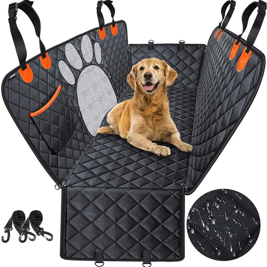 AUSIDAPET Dog Car Seat Cover Waterproof Pet Cat Carriers Travel Mat Hammock with Visual Mesh Window and Side Zipper Car Seat and Door Protec
