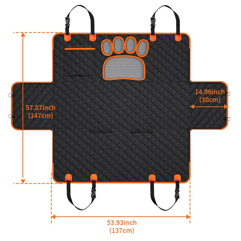 AUSIDAPET Dog Car Seat Cover Waterproof Pet Cat Carriers Travel Mat Hammock with Visual Mesh Window and Side Zipper Car Seat and Door Protec