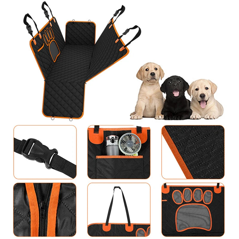 AUSIDAPET Dog Car Seat Cover Waterproof Pet Cat Carriers Travel Mat Hammock with Visual Mesh Window and Side Zipper Car Seat and Door Protec