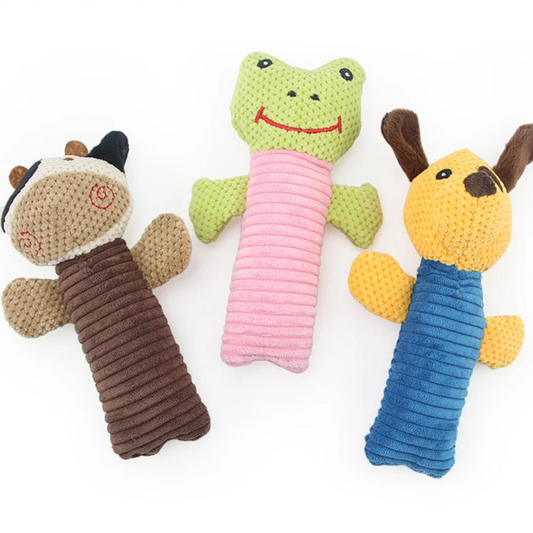 AUSIDAPET Dog Toys Plush Cow Frog Squeaky Sound Pet Molar Interactive Game Chew Bite Cleaning Teeth Puppy Cats Funny Toy Pet Supplies
