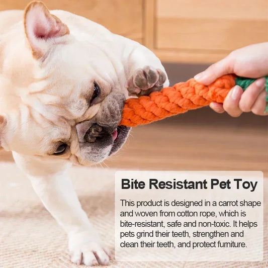 AUSIDAPET Dogs Toy 1Pc Carrot Dog Rope Resistant Puppy Molar Cleaning Teeth Grinding Training Supplies Chew Bite Toy Durable Braided Bite