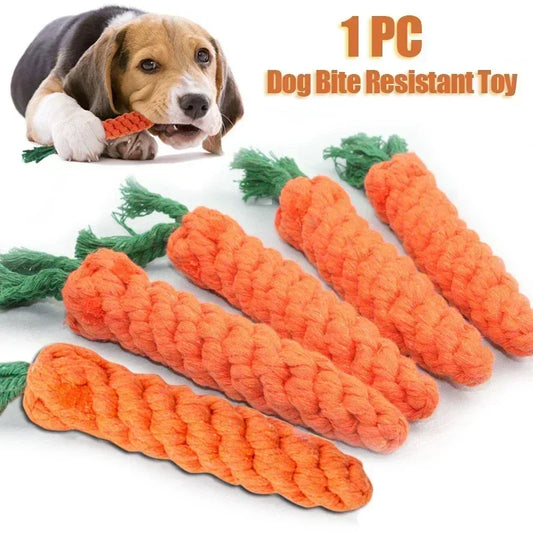 AUSIDAPET Dogs Toy 1Pc Carrot Dog Rope Resistant Puppy Molar Cleaning Teeth Grinding Training Supplies Chew Bite Toy Durable Braided Bite
