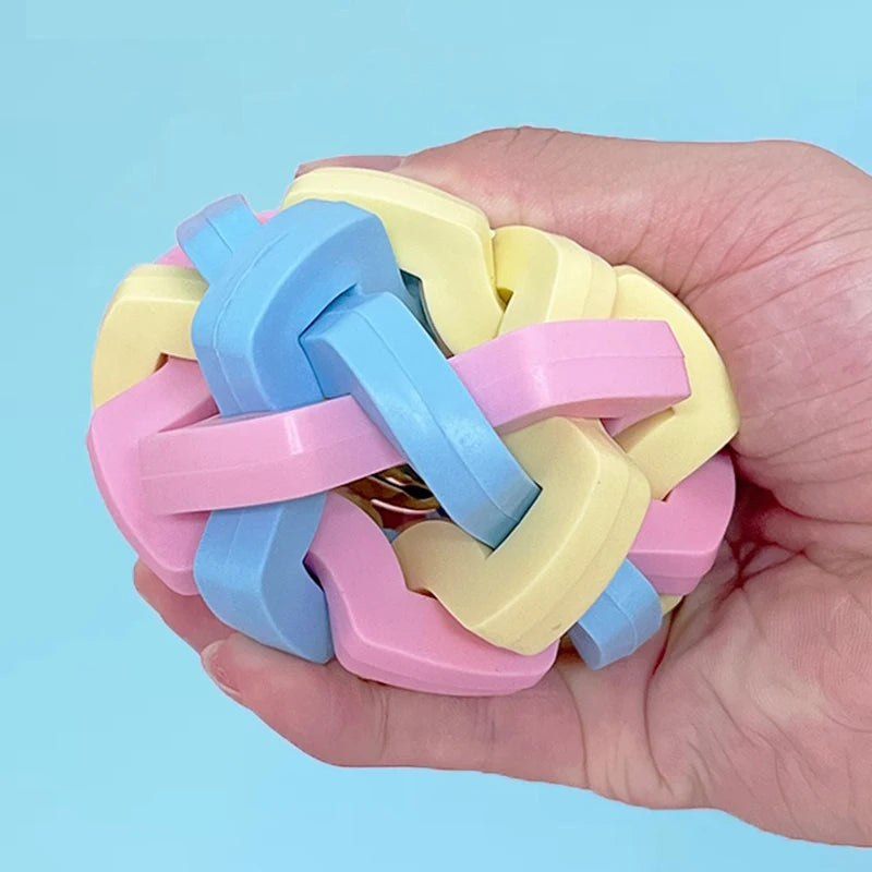AUSIDAPET Pet cat dog toy macaron woven bell ball TPR elastic ball teeth grinding anti bite relief pet toy