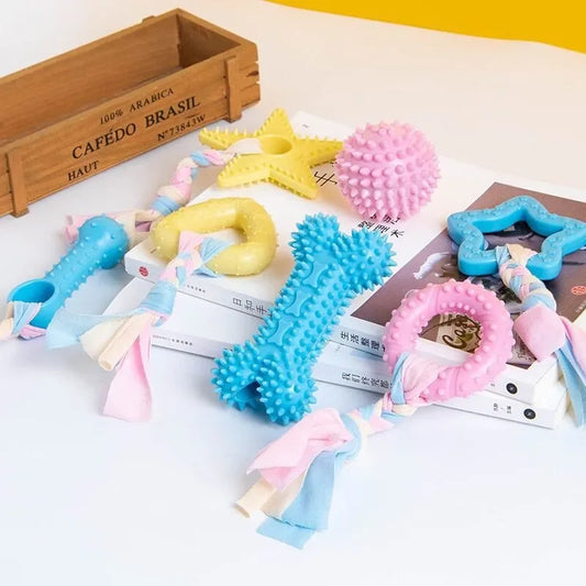 AUSIDAPET Pet Dog Toys for Small Dog Chews TPR Knot Toys Bite Resistant Molar Teeth Cleaning Puppy Training Supplies Interactive Accessori
