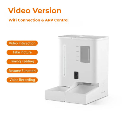 AUSIDAPET Pet Food Feeder And Water Dispenser Set 2 In 1 Automatic Cat Feeder And Water Fountain With Camera Monitor