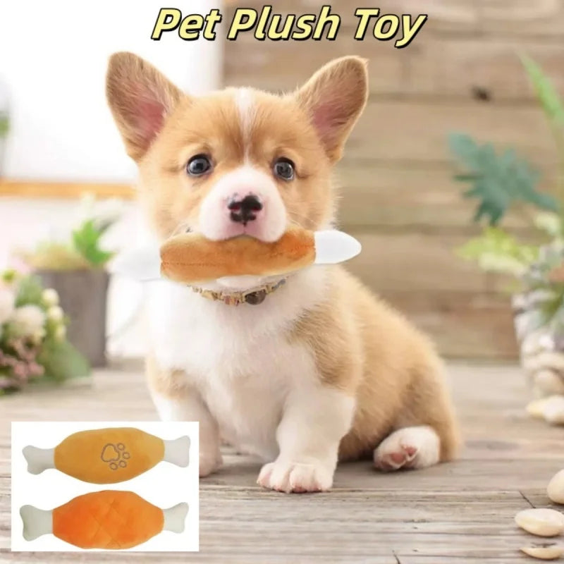 AUSIDAPET Pet Plush Toys Chicken Legs Shape Dog Toy Chew Toy Stuffed Squeaking Cute Plush Puzzle for Small Dog Puppy Chew Squeaky Toy