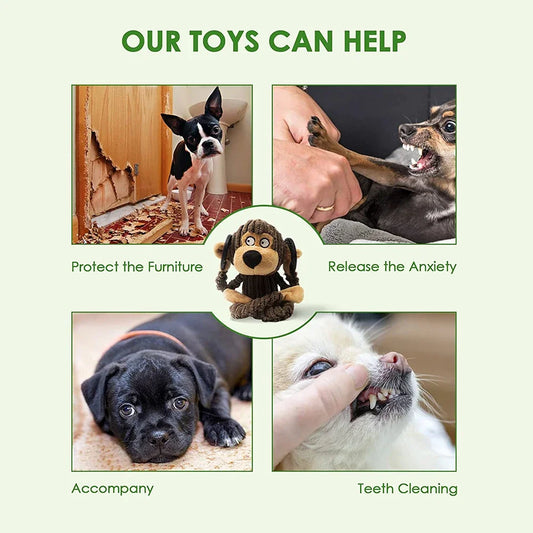 AUSIDAPET Plush Puppy Chew Toys Squeaky Puppy Toys for Teething Training Dog Toys for Small Dogs Toys for Cute Monkey Interactive Dog Toys