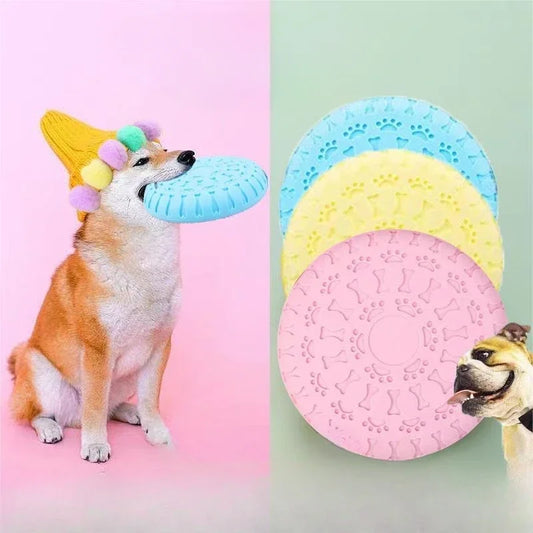 AUSIDAPET Rubber Dog Flying Disc, Pet Puppy Outdoor Sports Game Training Interactive Toy, Bite Resistant Dogs Chew Flying Disc