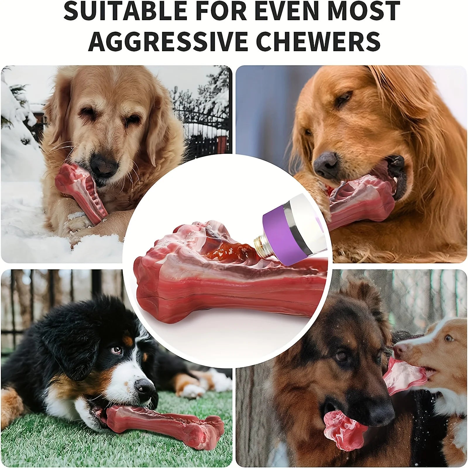 AUSIDAPET Silicone dog bite toy, natural rubber non-toxic, suitable for strong biting dogs, interactive cleaning of teeth bones