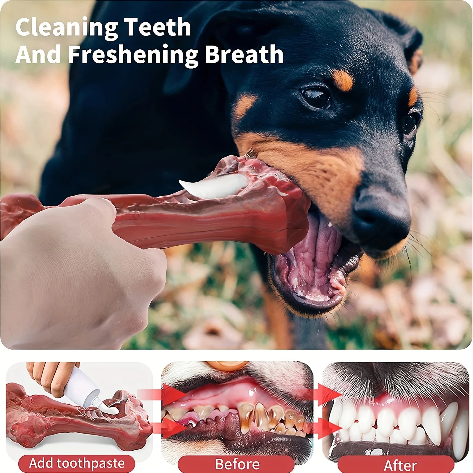 AUSIDAPET Silicone dog bite toy, natural rubber non-toxic, suitable for strong biting dogs, interactive cleaning of teeth bones