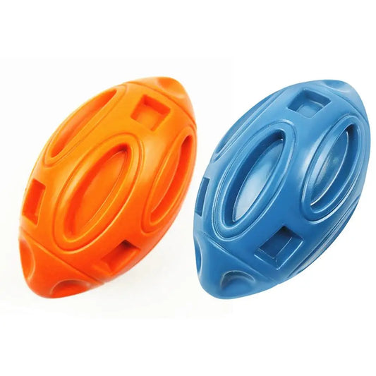 AUSIDAPET Squeaky Dog Chew Toys Rubber Indestructible For Medium Large Dog Olive-shaped Molar Dog Toy